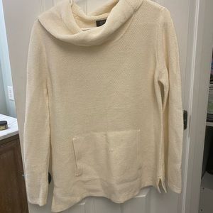 Jones New York Womens medium cowl neck cream sweater with front pocket